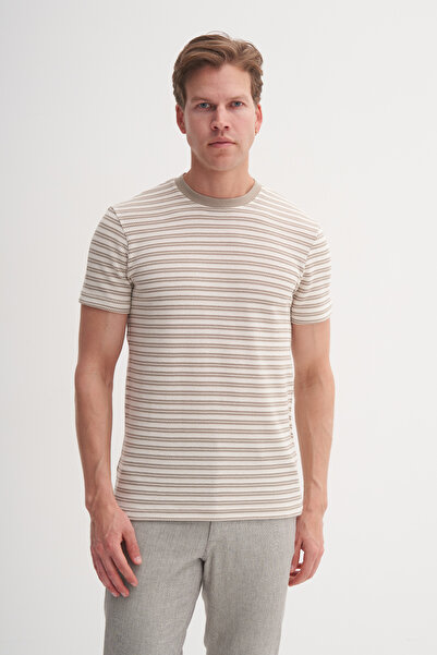 Cazador Polo Yaka Slim Fit Jakarlı Çizgi Desenli Tişört