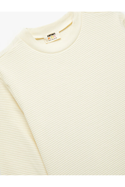 Koton Βαμβακερό μακρυμάνικο φούτερ με λαιμόκοψη με βασικό σχέδιο