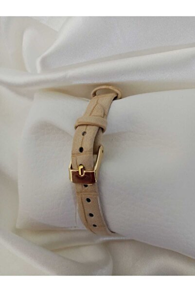Brality Vintage Oval Model Kadın Kol Saati BEJ RENK Kordonlu Yeni Sezon Gold Kasa SU YOLU BILEKLİKLİ tt0057