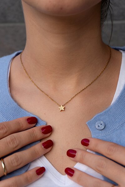 Rumon Çelik Minimal Yıldız Kadın Kolye