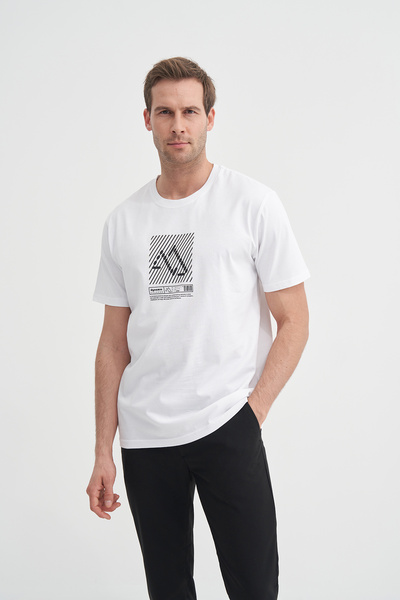 Cazador Тениска с кръгло деколте и стандартна кройка с памучен щампа