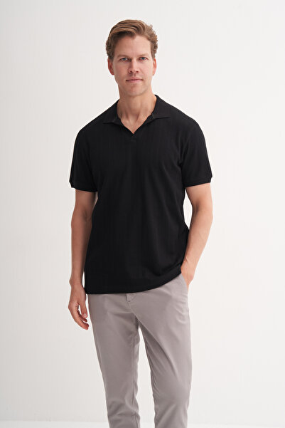 Cazador Polo Yaka Regular Fit Pamuklu Dokulu Tişört