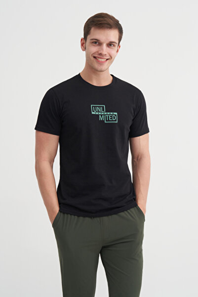 Cazador Тонкий приталений бавовняний трикотаж з принтом на горловині