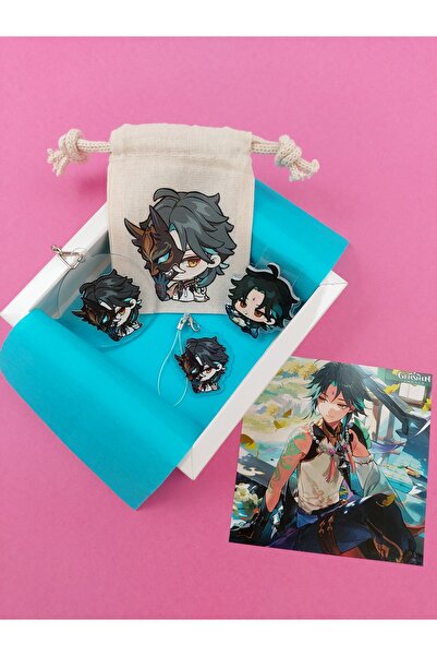 Genshin Impact Xiao kese, anahtarlık, magnetli kitap ayracı, charm hediye seti