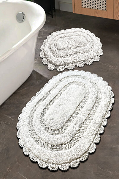 Chilai Home Regnum Ekru 100% Cotton Bath Rug Cotton 2-Piece Set Tpmk
