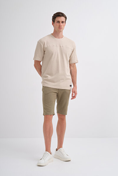 Cazador Ανδρικό μπλουζάκι Crew Neck Beige 4125