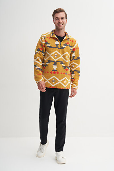 Cazador Φούτερ με ρυθμισμένη εφαρμογή με vintage μοτίβο από γούνα με υφή με ραμμένο γιακά