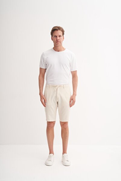 Cazador Caz 6108 Raw Linen Men's Bermuda Shorts with Laces