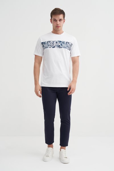 Cazador Regular Fit Cotton Crew Neck Printed T-Shirt