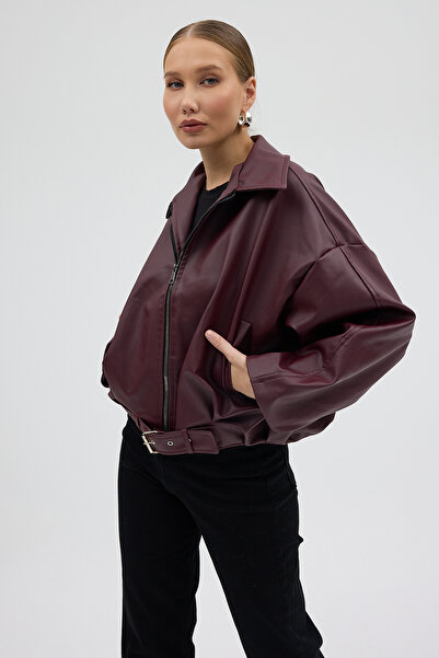 First Man Yeni Sezon P&B Oversize Bomber Deri Ceket