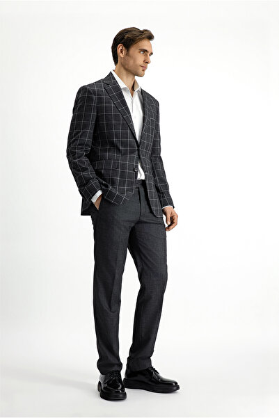 Kiğılı Slim Fit Dar Kesim Kareli Kombinli Takım Elbise