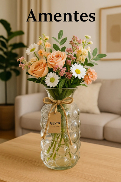 Amentes New Bead Decorative Vase Translucent Glass