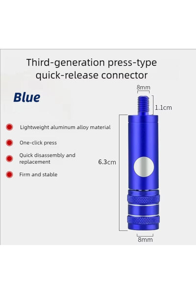 Choice موصل سريع أزرق LINNHUE 8 مم رأس موصل عالمي ومحول قضيب محمول لمعدات الصيد