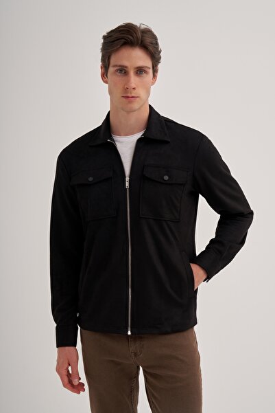 Cazador Regular Fit Suede Pocket Detailed Overshirt Shirt