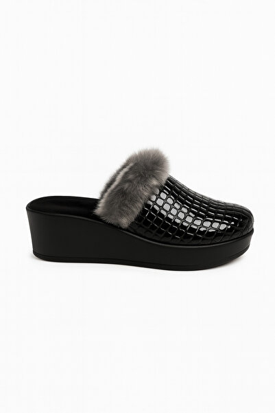 Shoebuo Γυναικείες χειμερινές παντόφλες από ψεύτικο δέρμα με γούνα