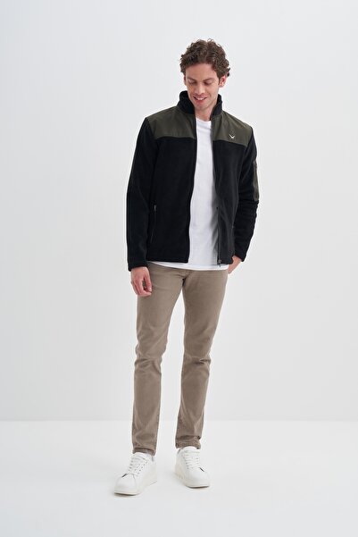 Cazador Regular Fit Basic Polar Kumaş Dik Yaka Sweat Hırka