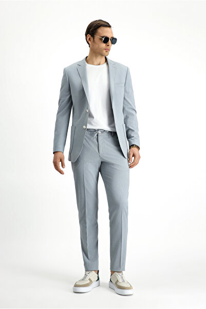 Kiğılı Super Slim Fit Extra Slim Fit Striped Elastic Waist Drawstring Seersucker Suit