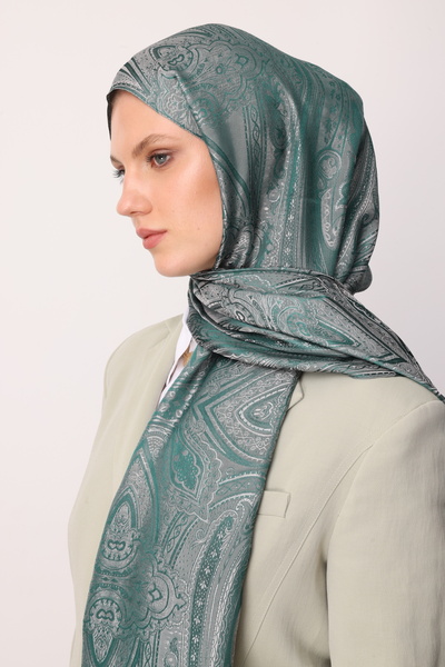 Mooncorn Liva Pattern Shine Line Shawl Emerald-Pink