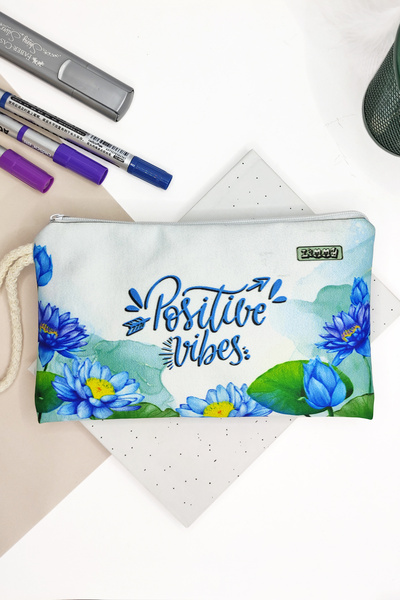 Limmy مقلمة من القماش قابلة للغسل بنمط لوتس إيجابي