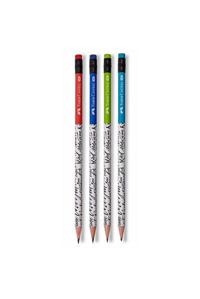 Faber Castell Caligraphy Desenli Silgili Yuvarlak HB Kurşun Kalem - 1 Adet