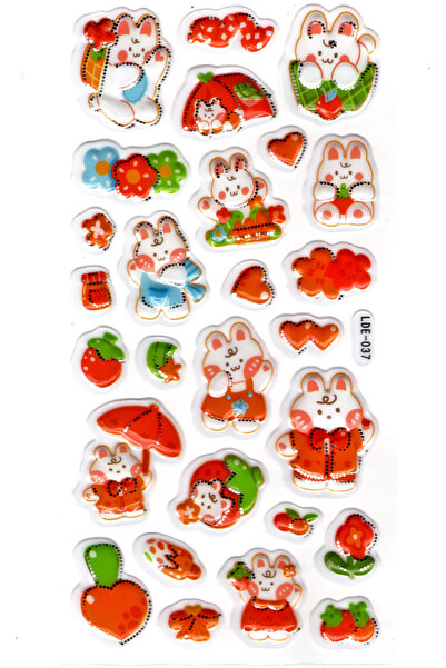 Limmy ملصق مخطط بنمط أرنب أحمر مقاس 19 × 9 سم - Lde037