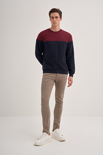 Cazador Slim Fit Pıtırcık ve Düz Kumaş Kombinli Selanik Sweatshirt