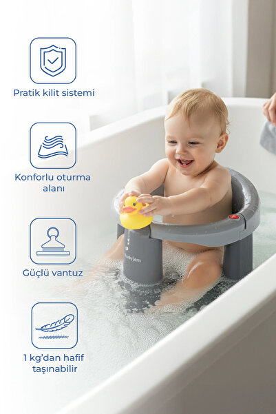 Babyjem Önden Açılır Banyo & Mama Oturağı Gri