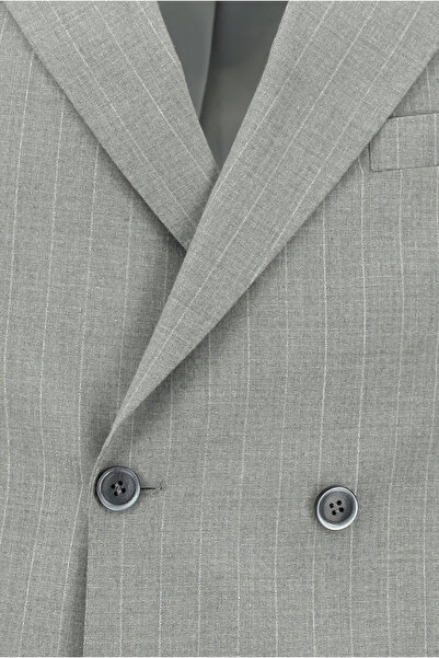 Kiğılı Slim Fit Dar Kesim Çizgili Kruvaze Takım Elbise