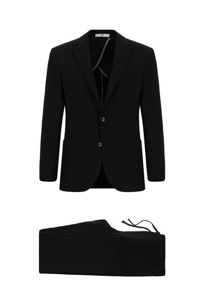 Kiğılı Slim Fit Dar Kesim Çizgili Beli Lastikli İpli Takım Elbise