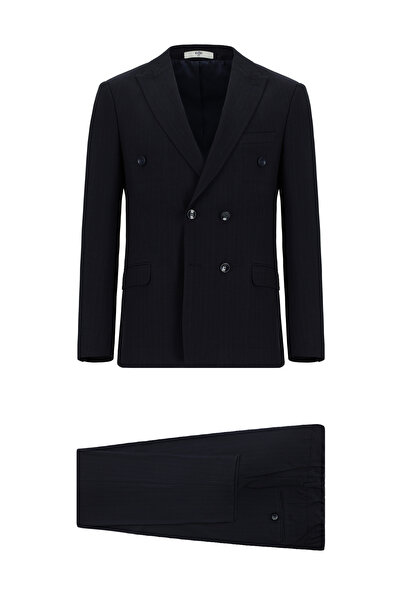 Kiğılı Slim Fit Dar Kesim Yünlü Klasik Çizgili Takım Elbise