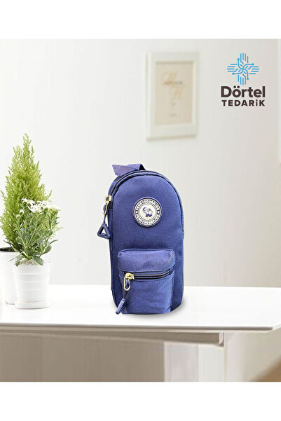 Dörtel Tedarik حافظة أقلام من القماش بسحاب من إلفنت 2، حقيبة أقلام باللون الأزرق الداكن