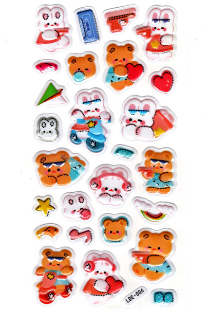 Limmy أرنب تيدي بير بمحرك - ملصق مخطط دفتر ملاحظات منقوش مقاس 19 × 9 سم (Lde006)