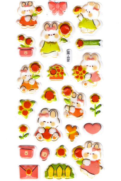 Limmy Autocolant în relief cu model de floarea soarelui iepure - Autocolant p...