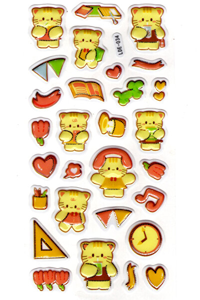 Limmy ملصق كاواي على شكل قطة صفراء - ملصق مخطط منقوش، 19 × 9 سم - Lde034