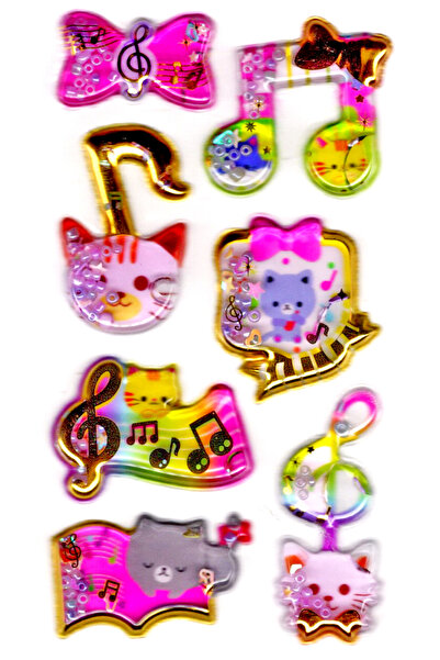 Limmy Caiet cu autocolante pentru planificator 14x8 cm - Pisica cu note muzic...