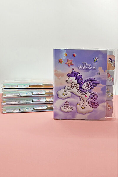 Limmy Bloc de note A6 cu tematică unicorn, Agenda cu semn de carte - Mov