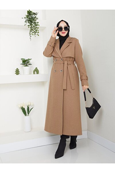 SARİAL GİYİM New Season Super Quality Extra Long Lining Thick Style Cashmere Coat