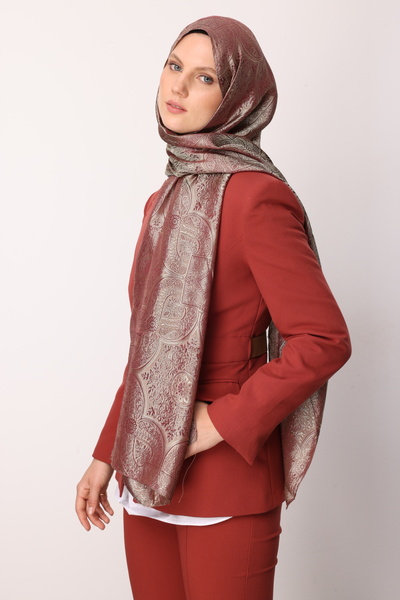 Mooncorn Σάλι Shine Line, μοτίβο Vera και Plum-Salmon