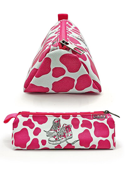 Limmy Μολυβοθήκη αγελάδας με μοτίβο παπουτσιών Λεπτομερής μολυβοθήκη Jumbo Vegan δερμάτινη θήκη για στυλό - Ροζ