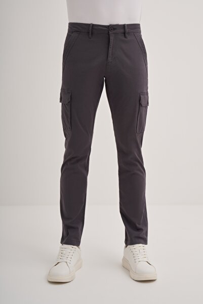Cazador Vintage Terry Slim Fit Boru Paça Likralı Gabardin Kargo Pantolon