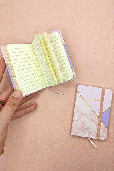 Limmy Dekoratif Şık A7 Not Defteri , Lastikli Cep Defteri - Pudra