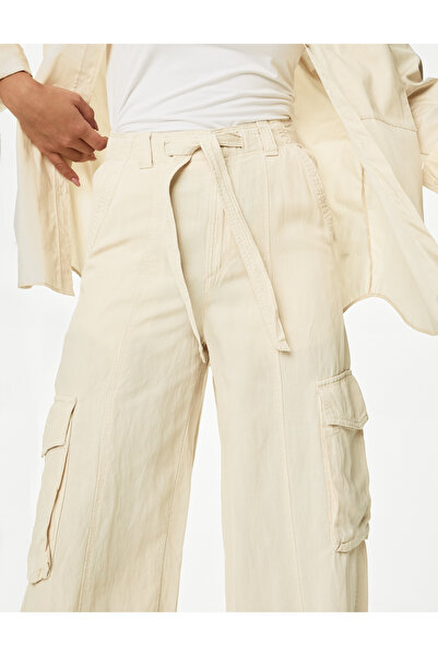 Marks & Spencer Wide Leg Keten Kargo Pantolon
