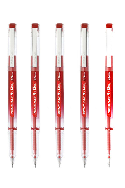 Pensan My King İğne Uçlu Metal Klipsli Jel Tükenmez Kalem 0.5 Mm Kırmızı - 5 ...