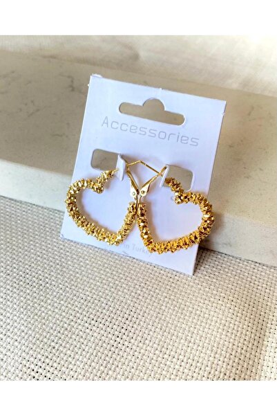 DEMOKAN Kadın Tırtıklı Kalp Küpe