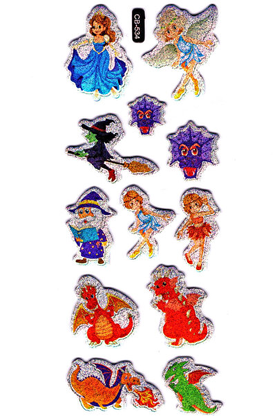 Limmy دفتر ملصقات مخطط - ملصق منقوش، 16x7 سم، الأميرة، الجنية - (cb-534)