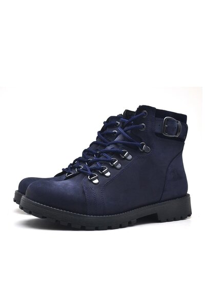 Rakerplus Griffon Genuine Leather Navy Blue Zippered Boots