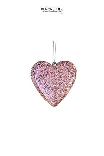 Dekorsende Yılbaşı Süsü Pullu Kalp Pembe 10 cm