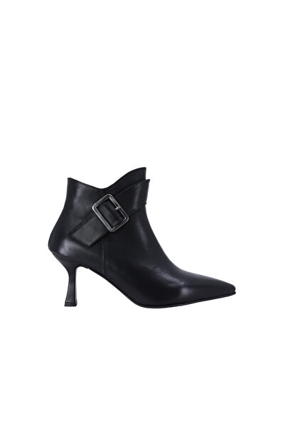 Hobby 2690 Hakiki Deri Kadın Topuklu Bot Toka Detaylı