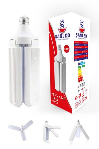 ŞANLED 3 Kanatlı Pervane 50W Ampul Beyaz Işık-1-2-4-5-8-10 Adettir