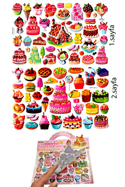 Limmy Dvodelni set reljefnih nalepnica - 24x15 cm, torta, pecivo, hrana (SW-027)